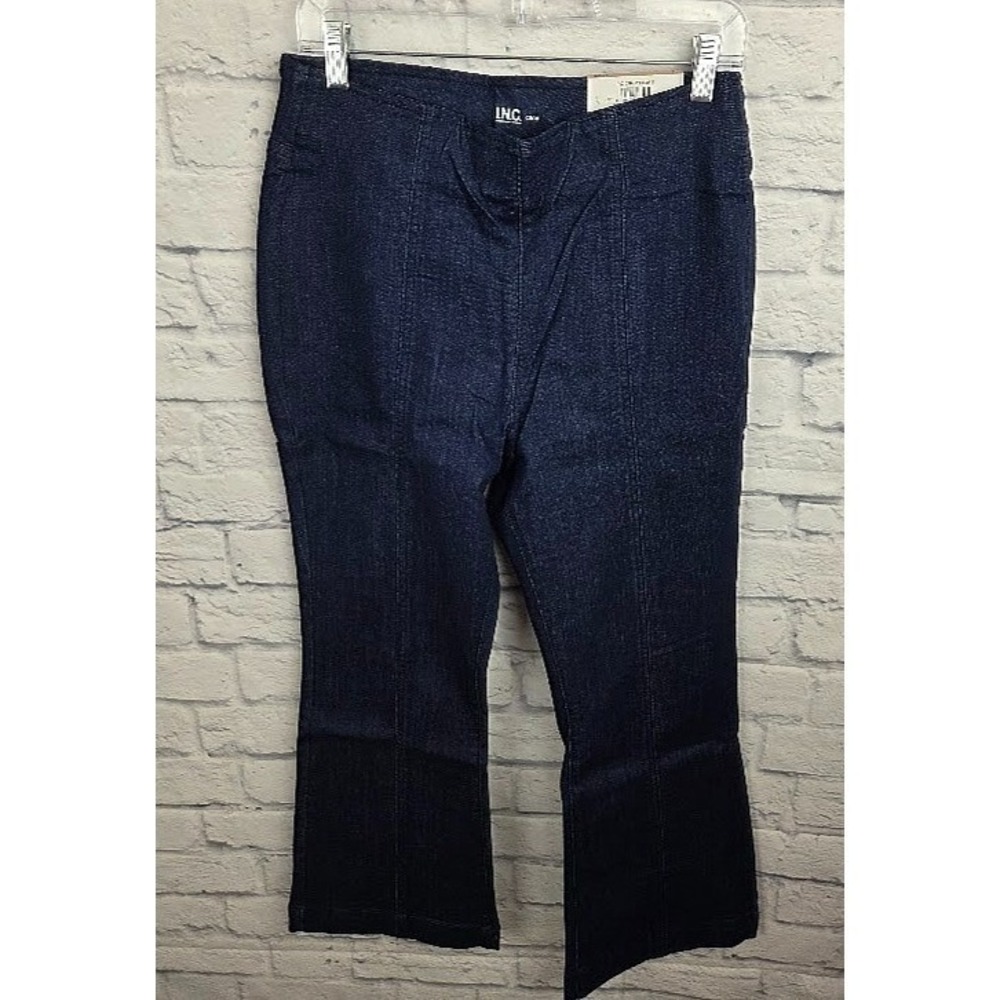 INC International Concepts Womens Flare Crop Jeans Size 12 Indigo High Rise